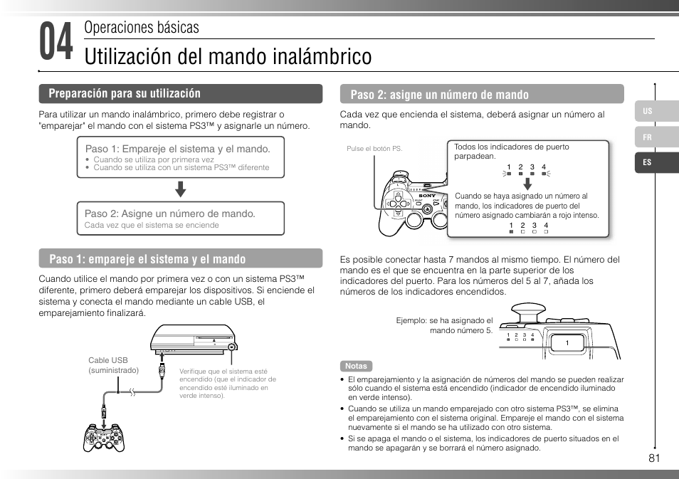 Utilización del mando inalámbrico, Operaciones básicas | Sony 80GB Playstation 3 CECHL01 User Manual | Page 81 / 100