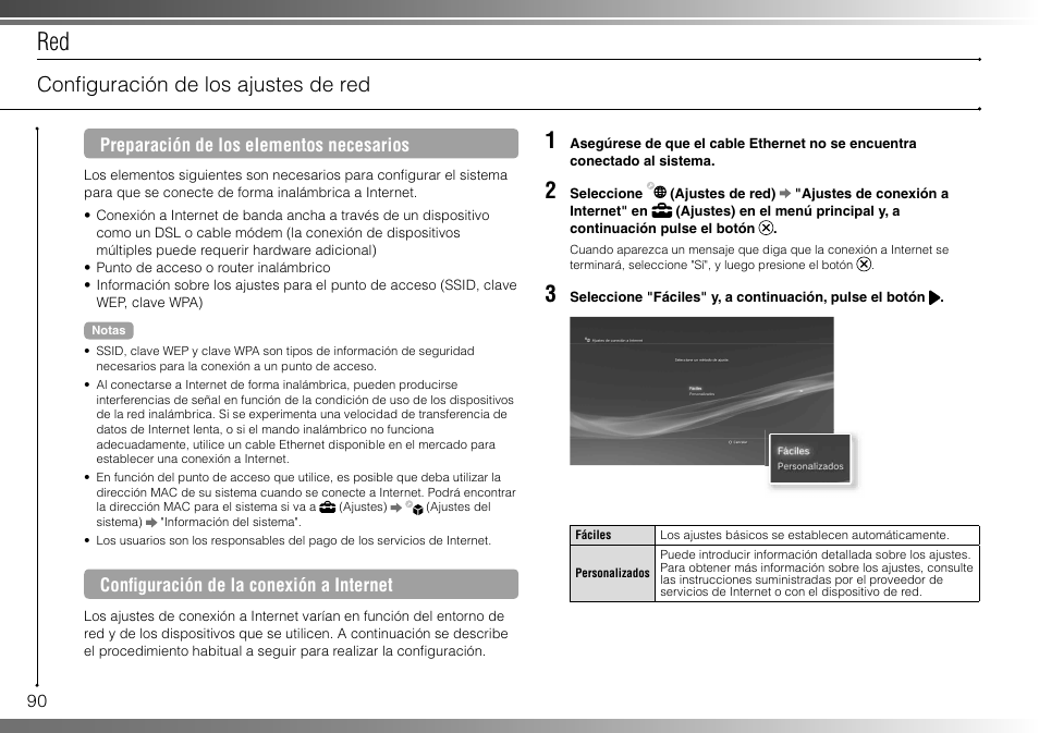 Confi guración de los ajustes de red | Sony 80GB Playstation 3 CECHL01 User Manual | Page 90 / 100