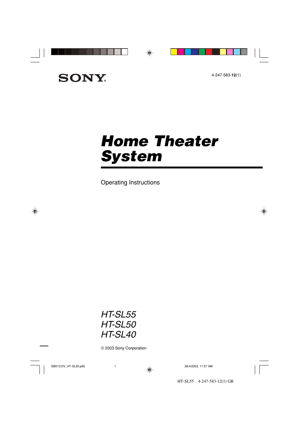 Sony HT-SL40 User Manual | 44 pages