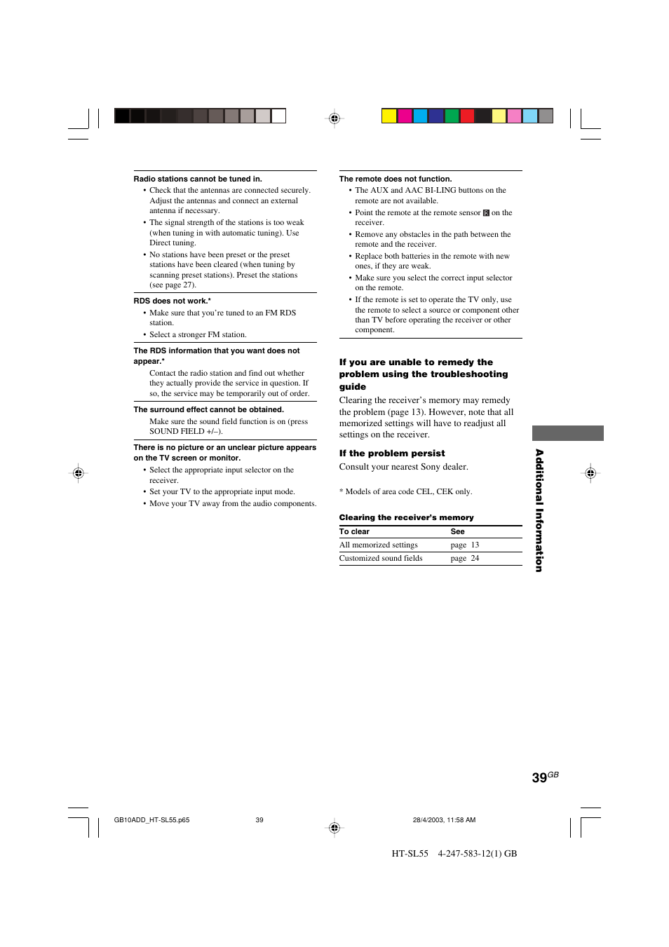 Sony HT-SL40 User Manual | Page 39 / 44