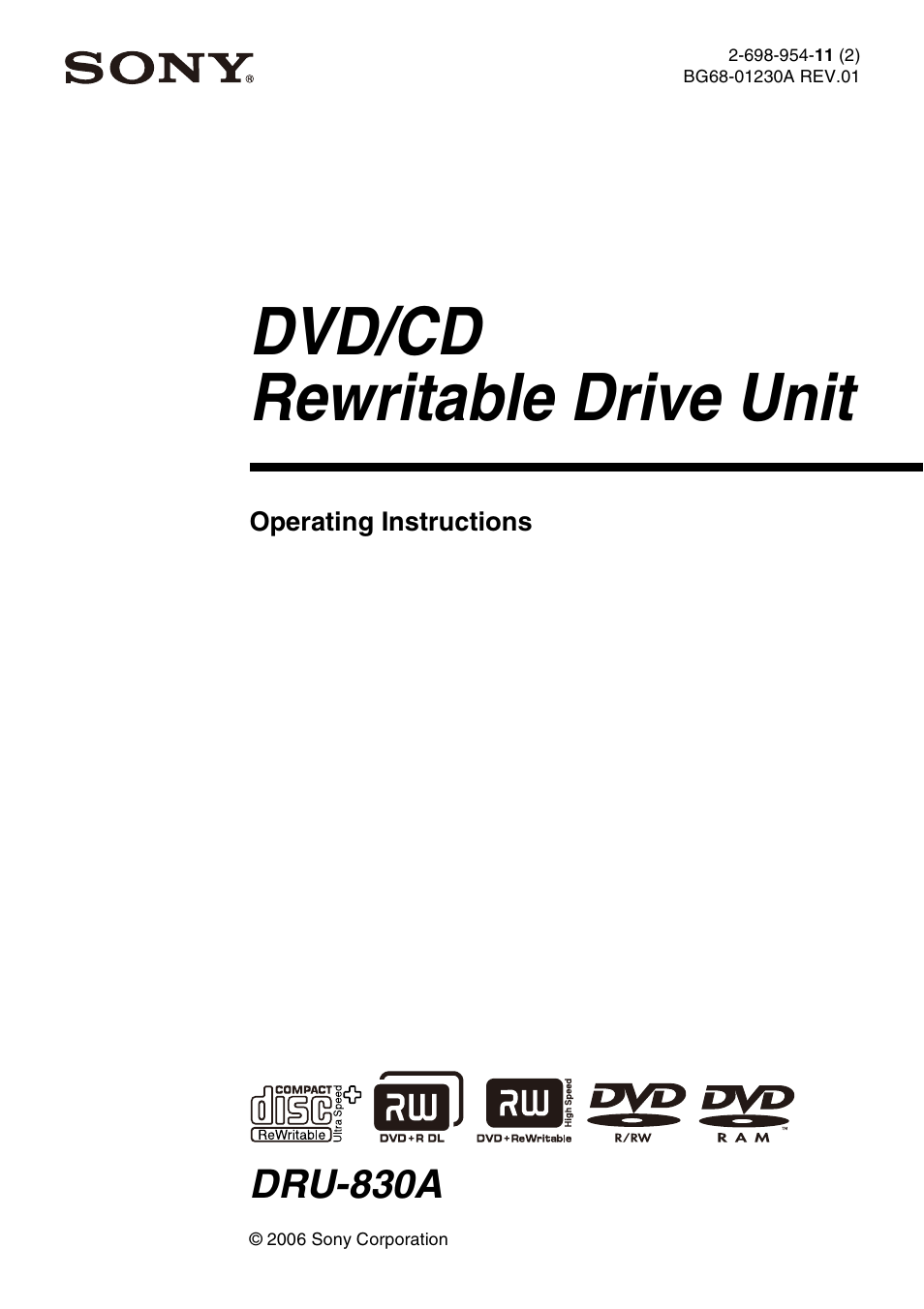 Sony DRU-830A User Manual | 36 pages