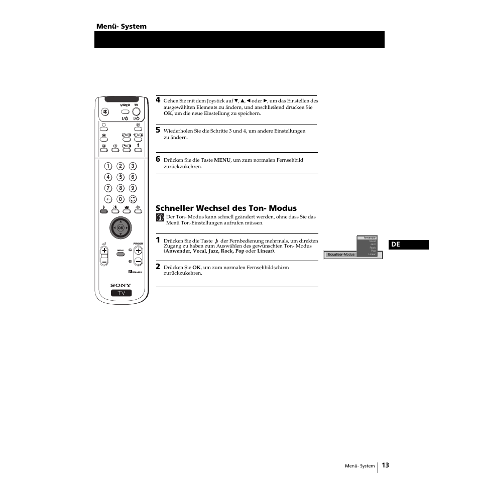Schneller wechsel des ton- modus | Sony KP-51PS2 User Manual | Page 113 / 229