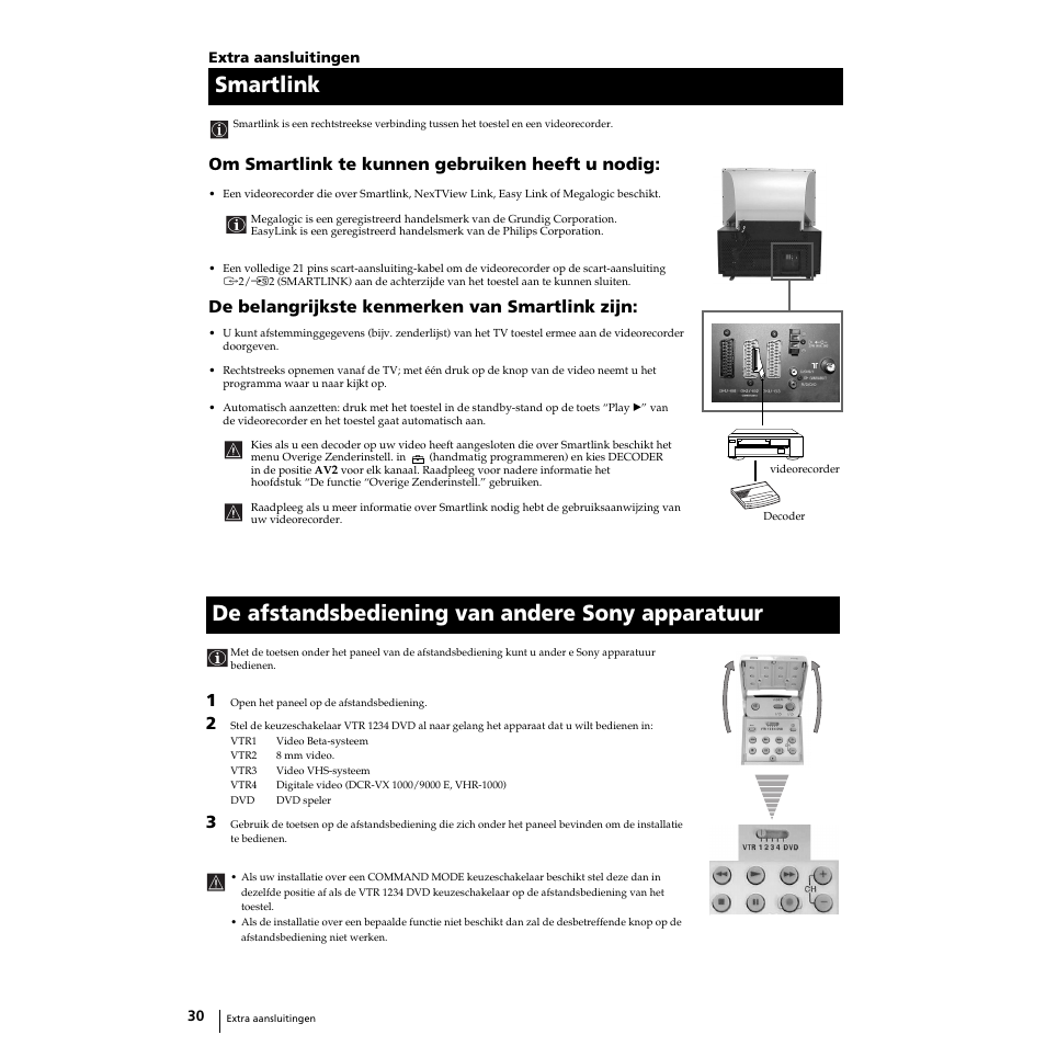 Smartlink, De afstandsbediening van andere sony apparatuur, Om smartlink te kunnen gebruiken heeft u nodig | De belangrijkste kenmerken van smartlink zijn | Sony KP-51PS2 User Manual | Page 162 / 229