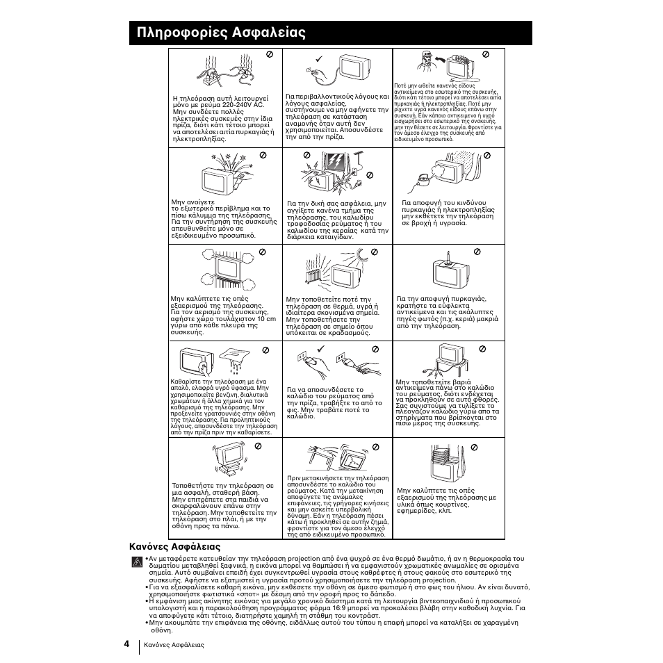 Πληρo oρίες aσ αλείας, Καν νες ασ άλειας | Sony KP-51PS2 User Manual | Page 168 / 229