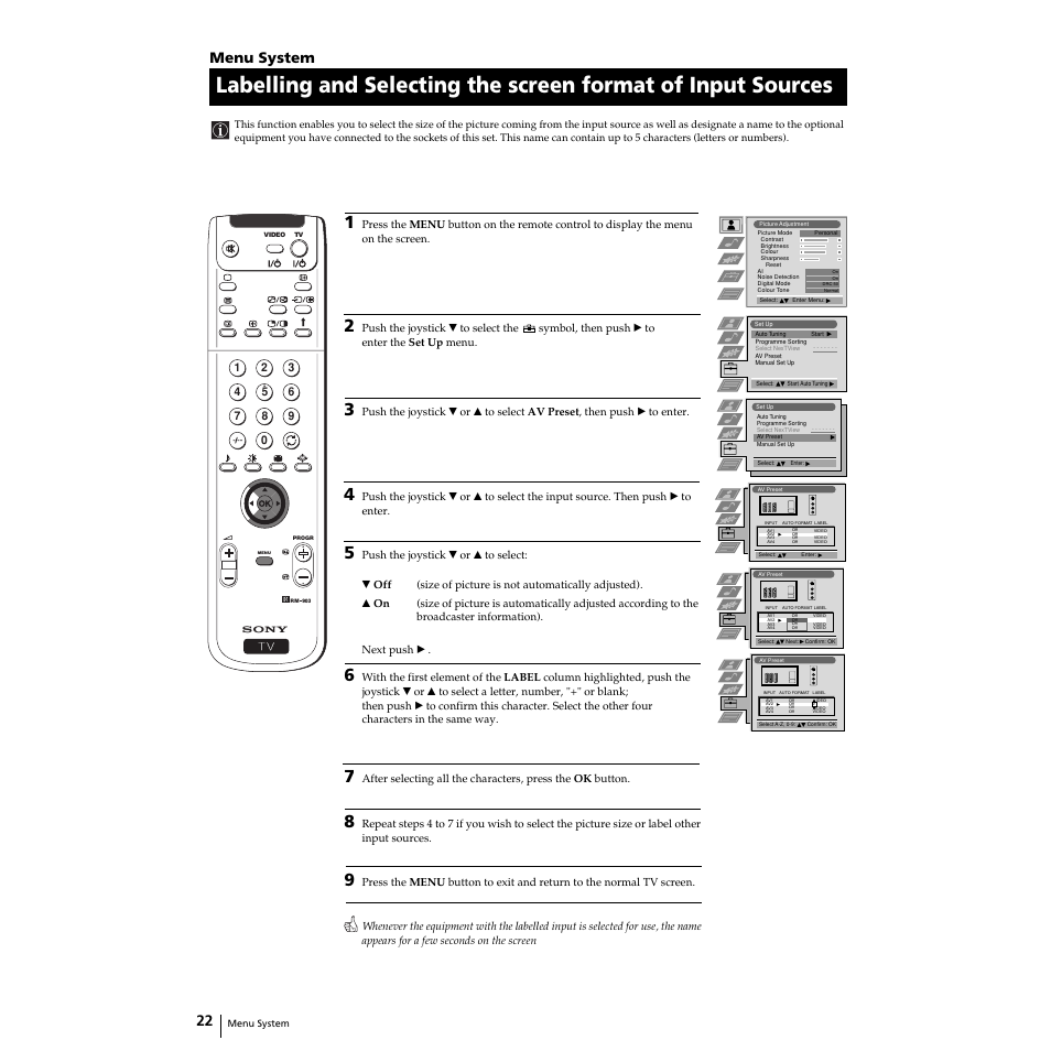 Menu system | Sony KP-51PS2 User Manual | Page 22 / 229