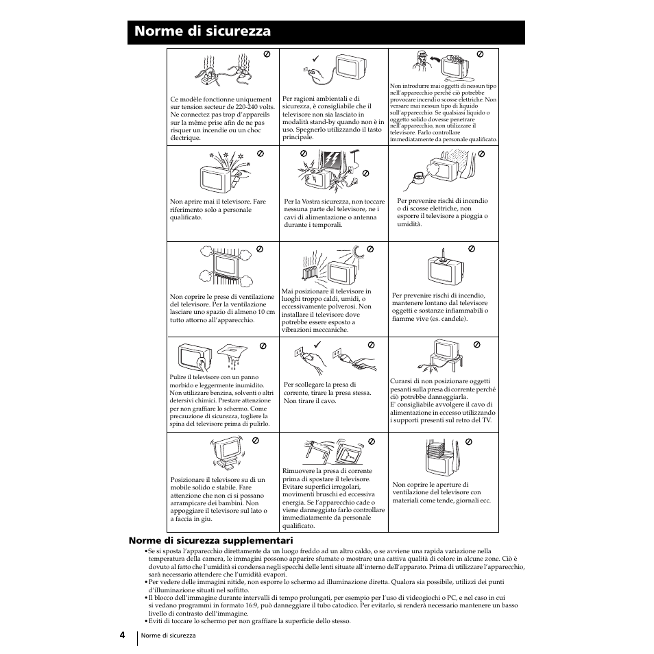 Norme di sicurezza | Sony KP-51PS2 User Manual | Page 72 / 229