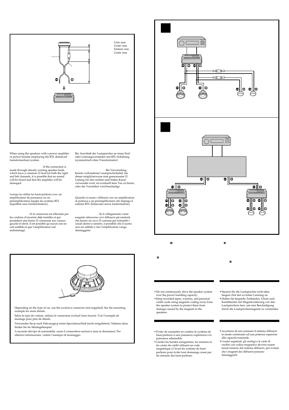 Connections connexions, Anschluß collegamenti | Sony XS-HA1324 User Manual | Page 2 / 4