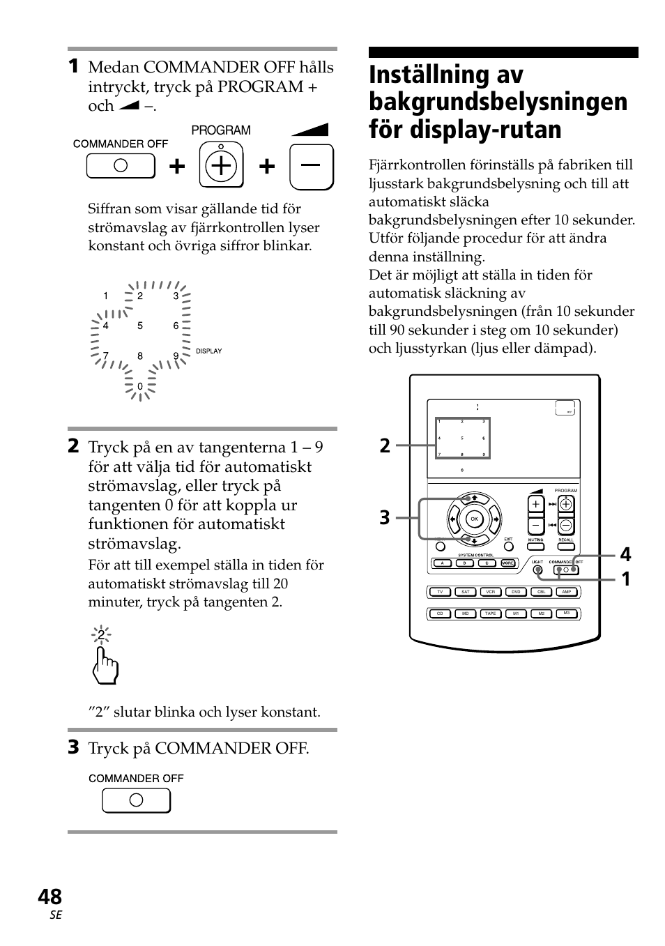 Tryck på commander off | Sony RM-AV2500T User Manual | Page 116 / 140