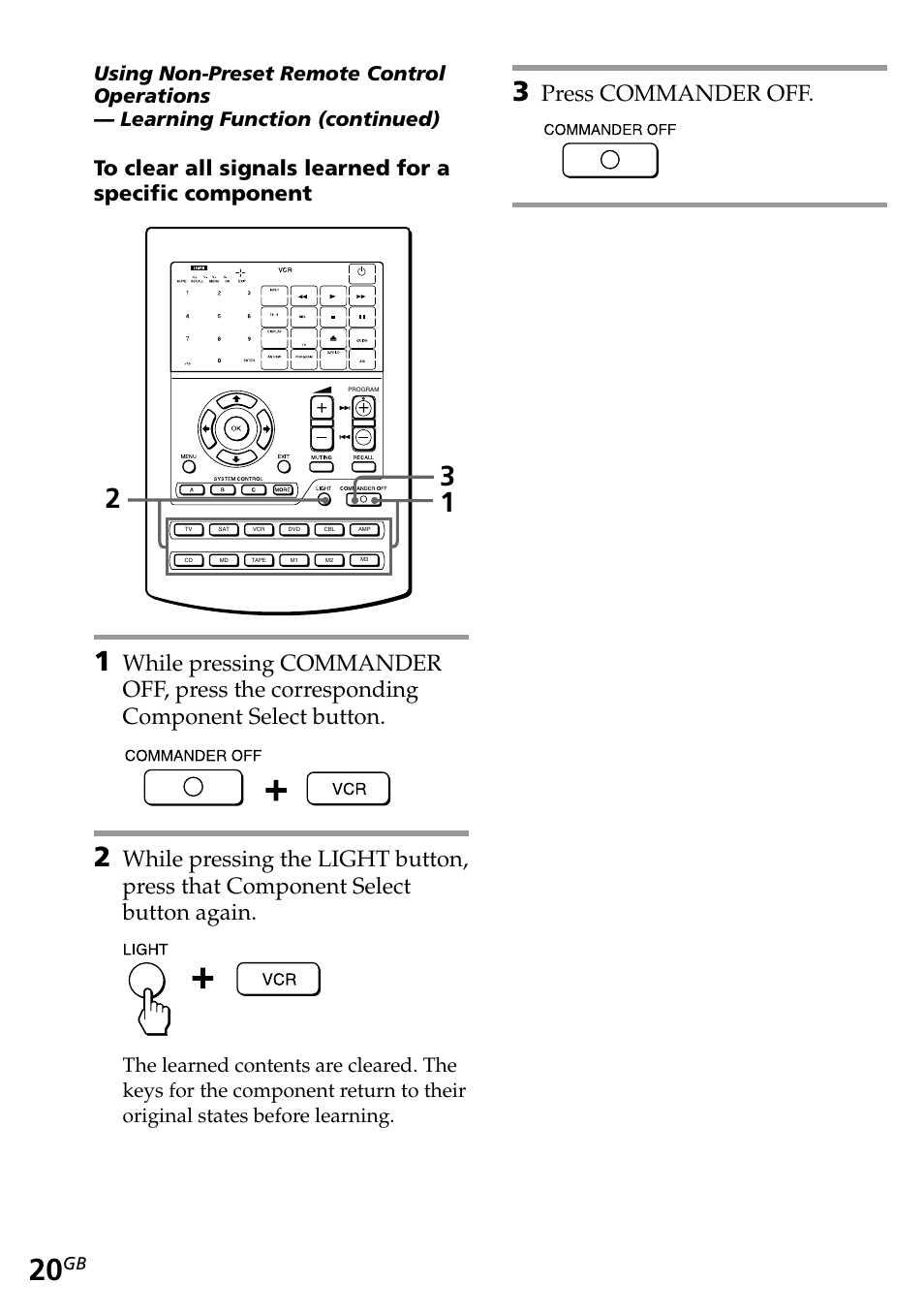 Press commander off | Sony RM-AV2500T User Manual | Page 20 / 140