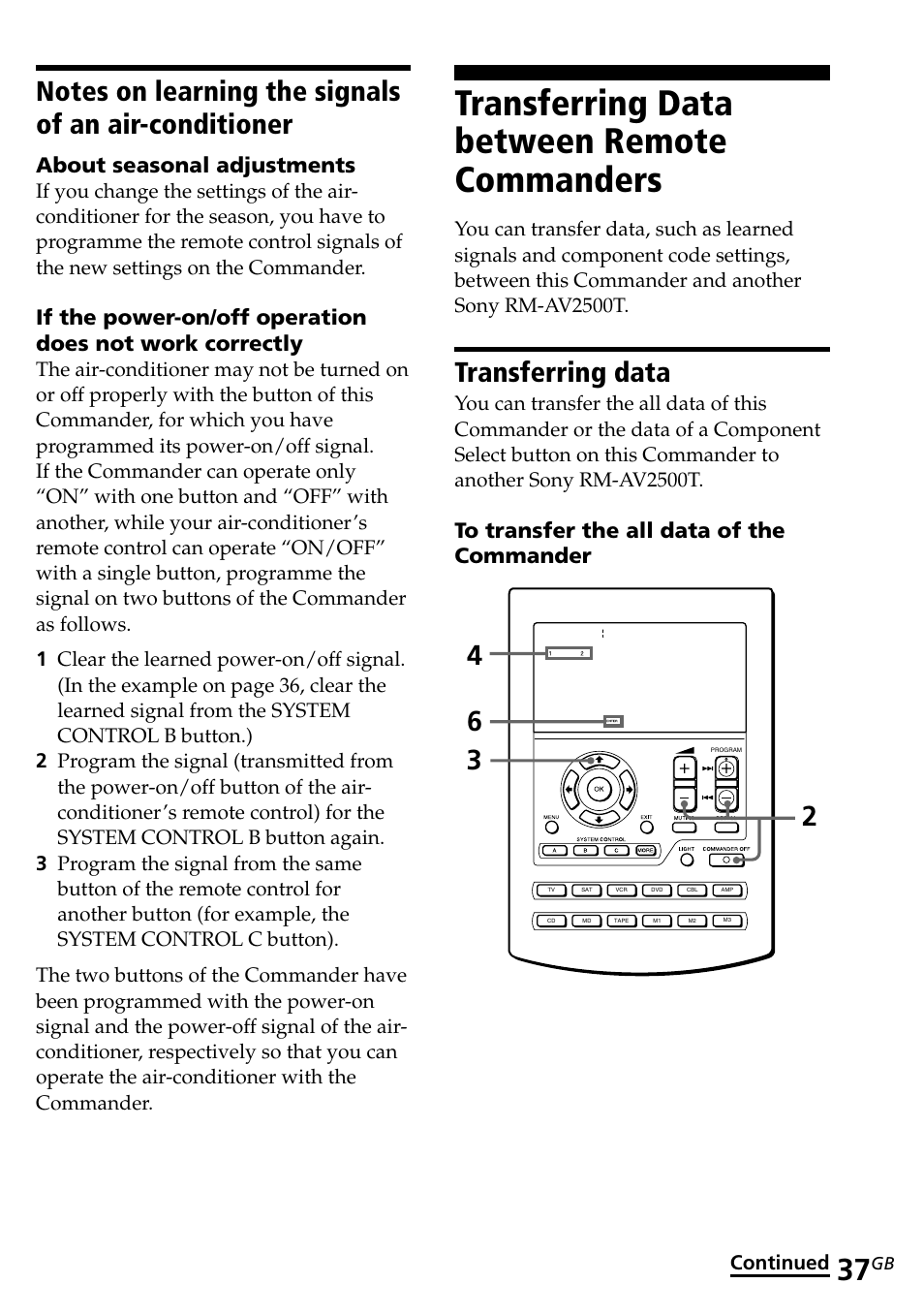 Transferring data between remote commanders, Transferring data, About seasonal adjustments | Sony RM-AV2500T User Manual | Page 37 / 140