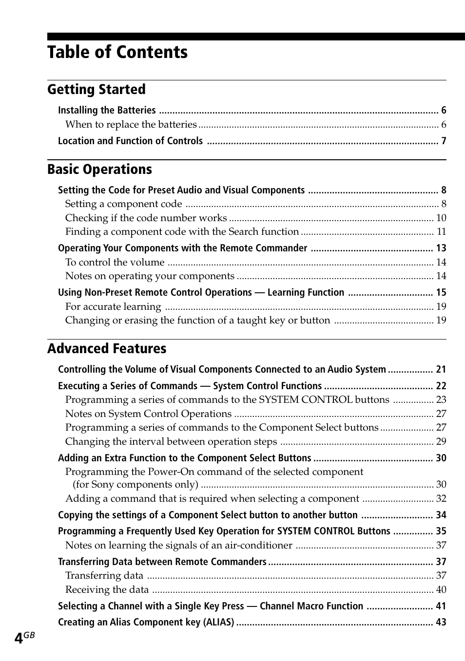 Sony RM-AV2500T User Manual | Page 4 / 140