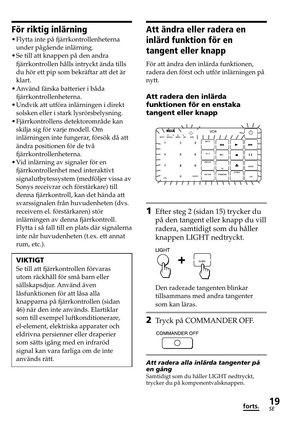 För riktig inlärning | Sony RM-AV2500T User Manual | Page 87 / 140