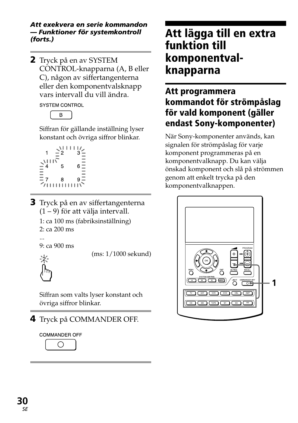 Tryck på commander off | Sony RM-AV2500T User Manual | Page 98 / 140