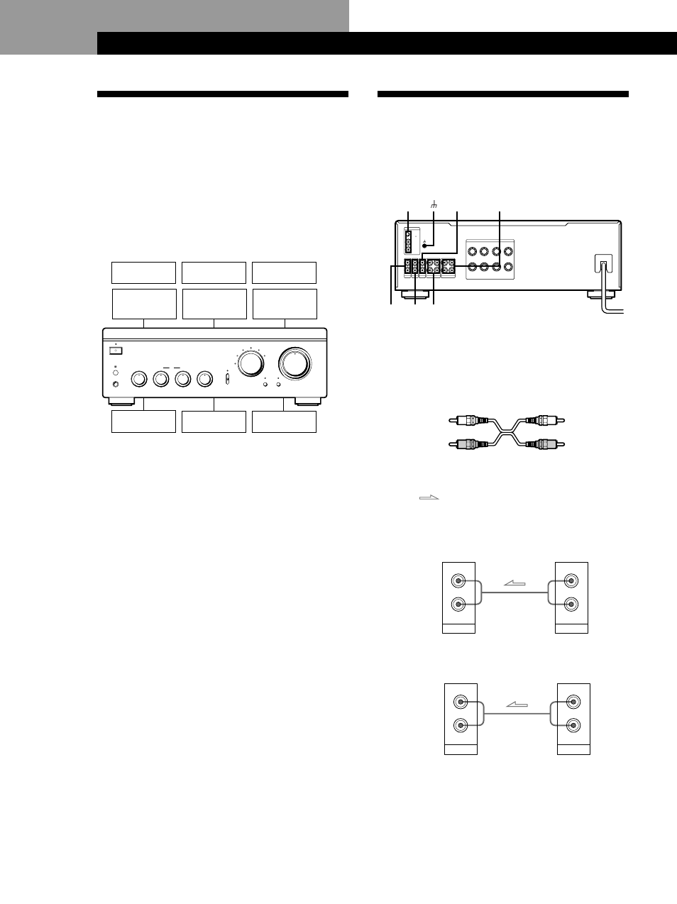 Preparativos, Descripción general de las conexiones, Conexión de componentes de audio | Preparativos 4, Conexiones, Descripción general, Antes de comenzar, Cd aux tuner tape2/md phono tape1/dat, Left right • 0, 10 +10 • on | Sony TA-FA30ES User Manual | Page 24 / 44
