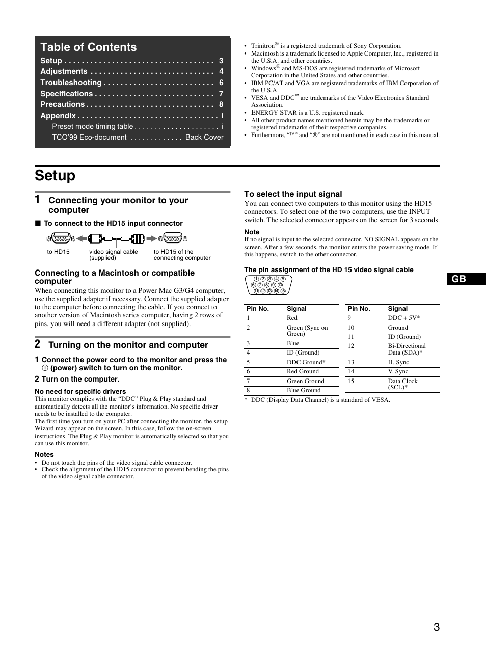 Sony CPD-E530 User Manual | Page 3 / 52