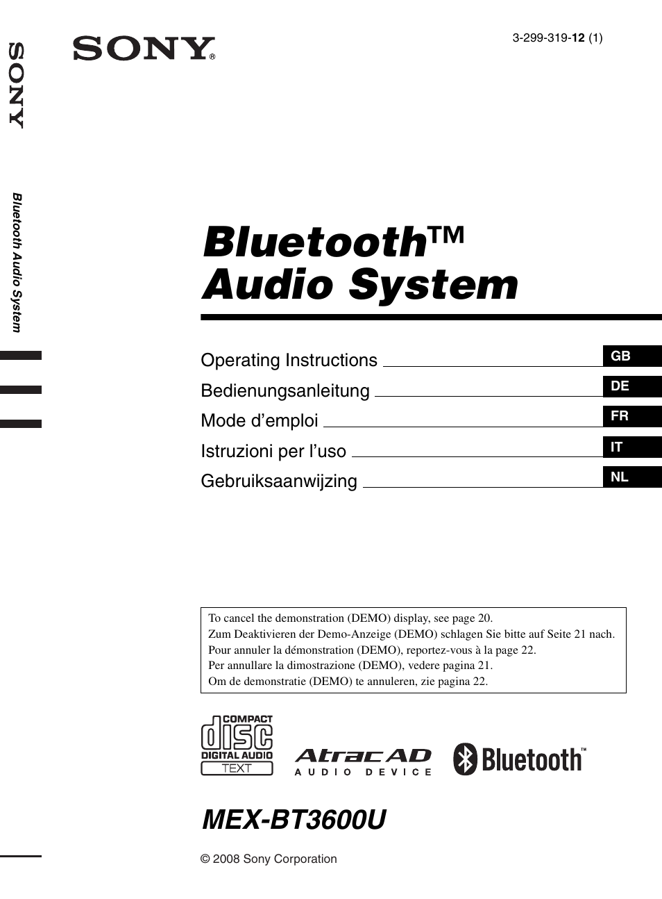 Sony Bluetooth 3-299-319-12 (1) User Manual | 164 pages
