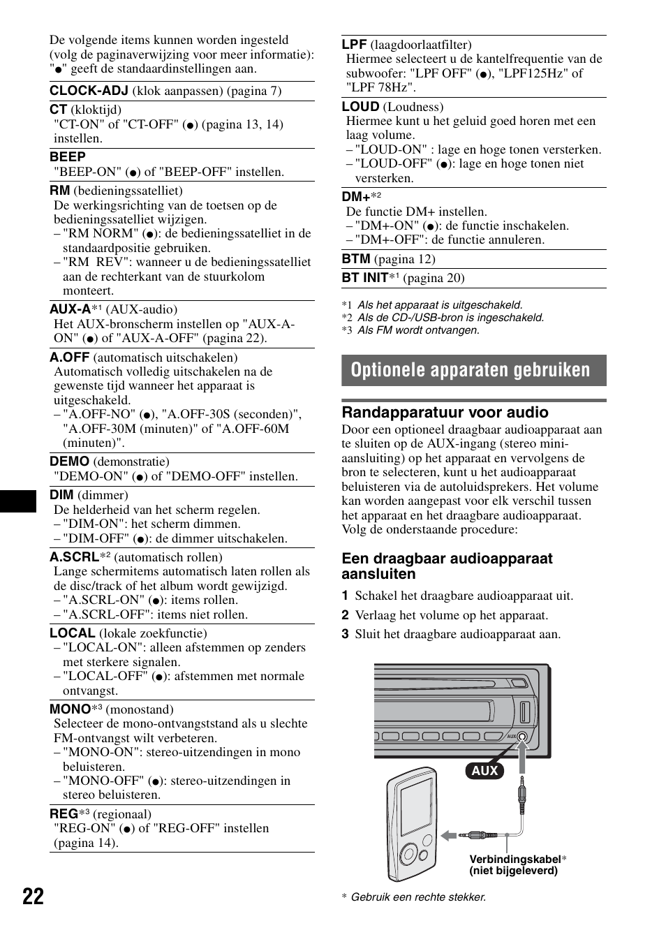 Optionele apparaten gebruiken, Randapparatuur voor audio, Een draagbaar audioapparaat aansluiten | Sony Bluetooth 3-299-319-12 (1) User Manual | Page 148 / 164