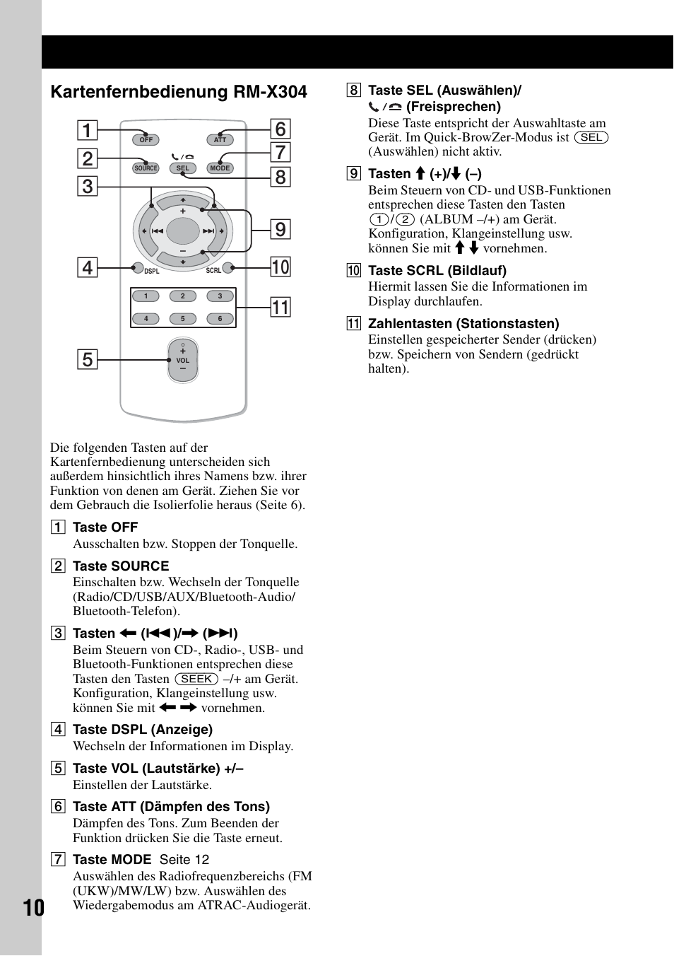 Kartenfernbedienung rm-x304 | Sony Bluetooth 3-299-319-12 (1) User Manual | Page 40 / 164