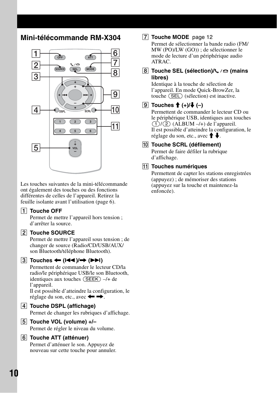Mini-télécommande rm-x304 | Sony Bluetooth 3-299-319-12 (1) User Manual | Page 72 / 164
