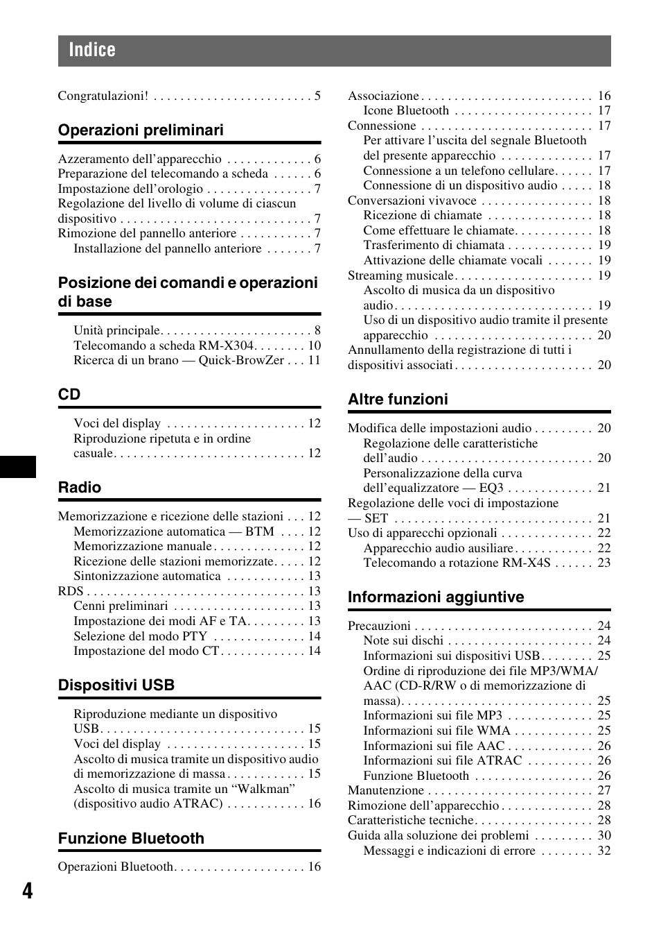 Indice | Sony Bluetooth 3-299-319-12 (1) User Manual | Page 98 / 164