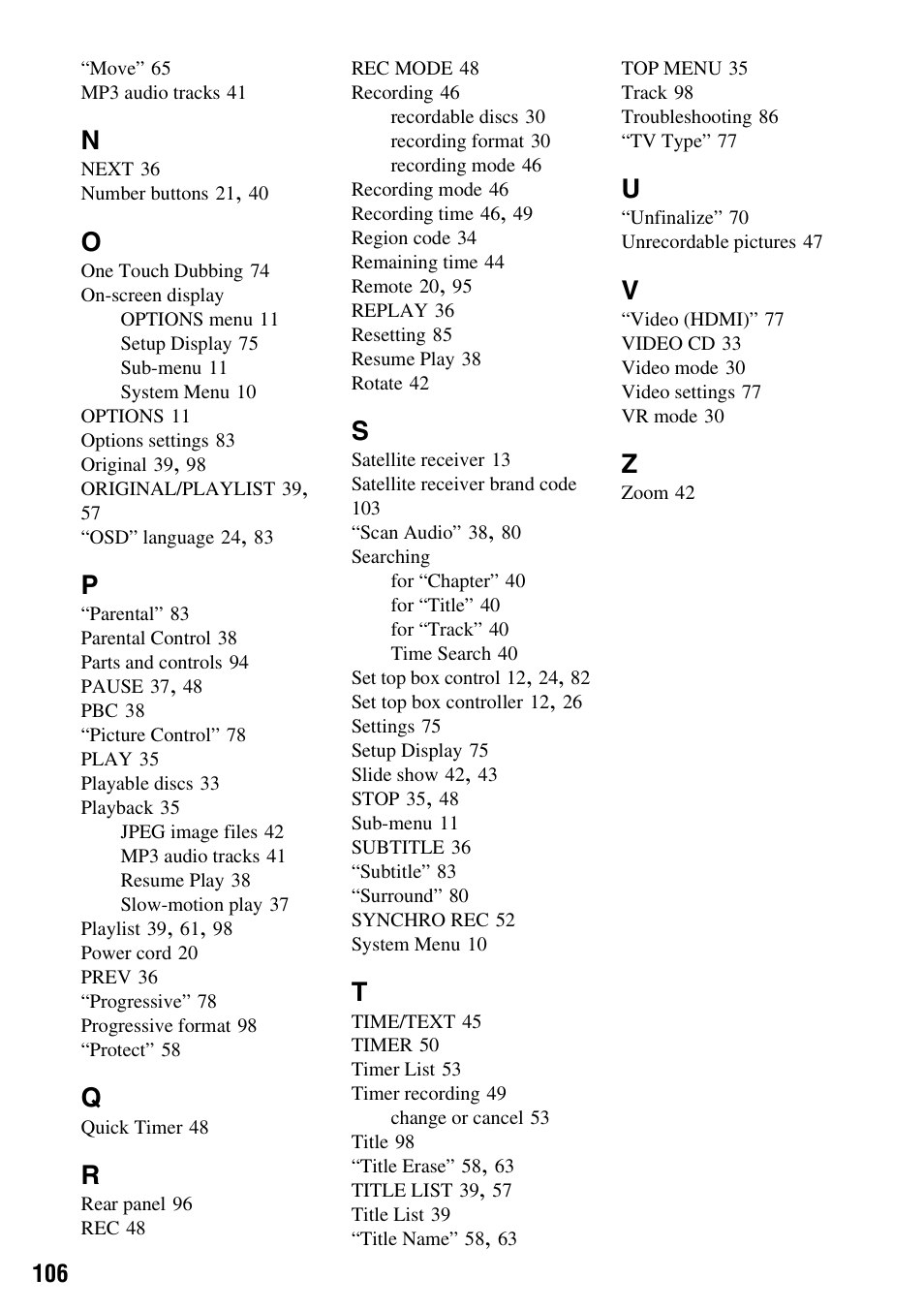 Sony RDR-GX355 User Manual | Page 106 / 128