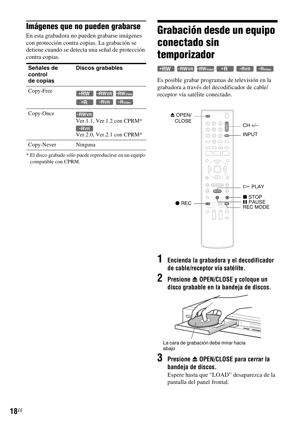 Imágenes que no pueden grabarse | Sony RDR-GX355 User Manual | Page 124 / 128
