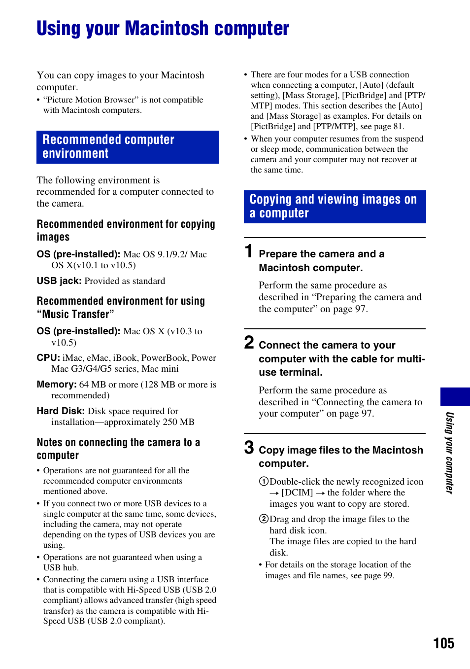 Using your macintosh computer | Sony Cyber-shot 3-294-896-12(1) User Manual | Page 105 / 138