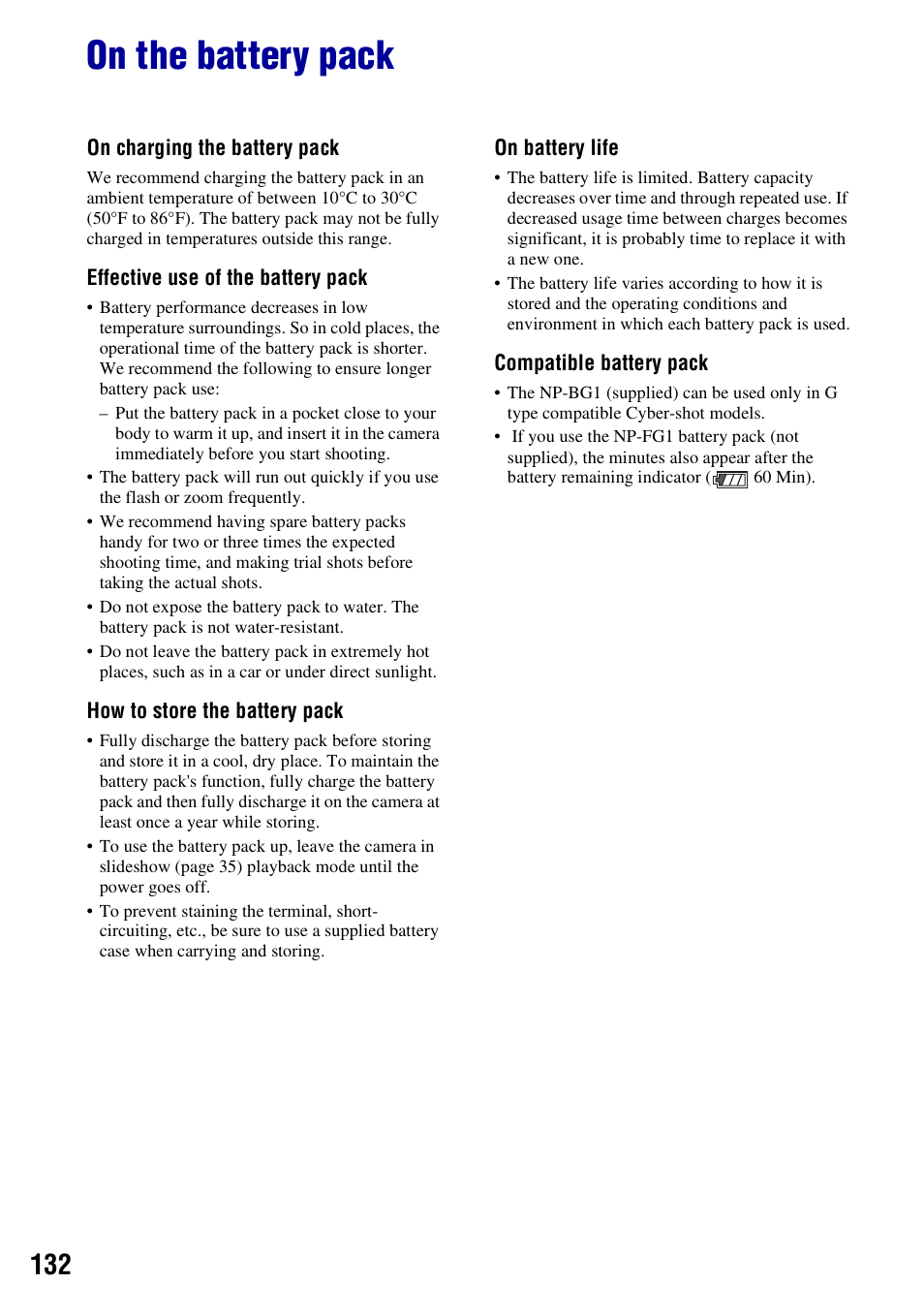 On the battery pack | Sony Cyber-shot 3-294-896-12(1) User Manual | Page 132 / 138