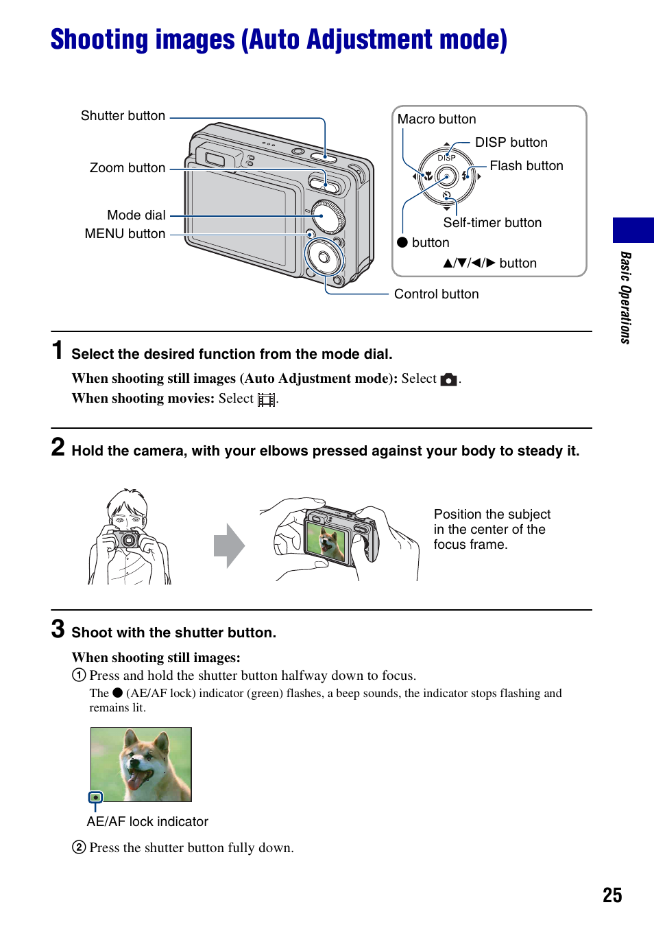 Shooting images (auto adjustment mode), N (25) | Sony Cyber-shot 3-294-896-12(1) User Manual | Page 25 / 138