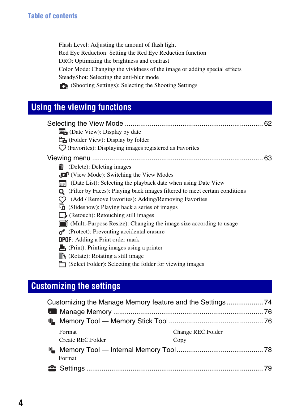 Sony Cyber-shot 3-294-896-12(1) User Manual | Page 4 / 138