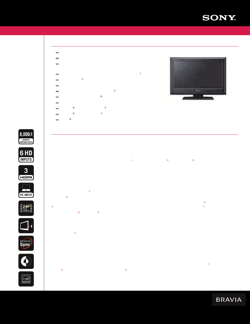 Sony BRAVIA KDL-22L5000 User Manual | 2 pages