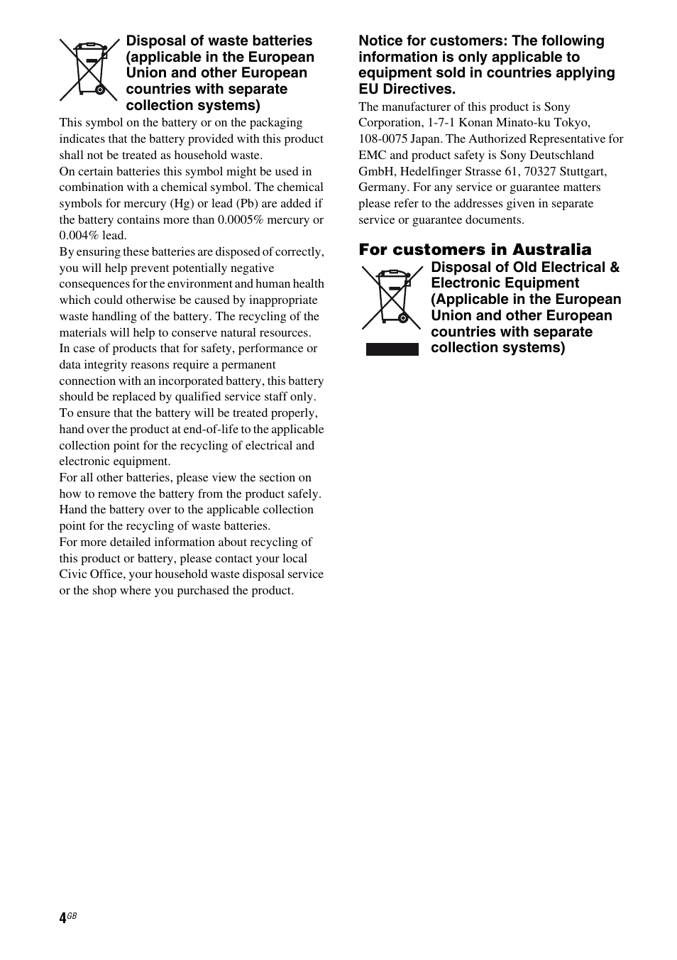 For customers in australia | Sony STR-DH810 User Manual | Page 4 / 104