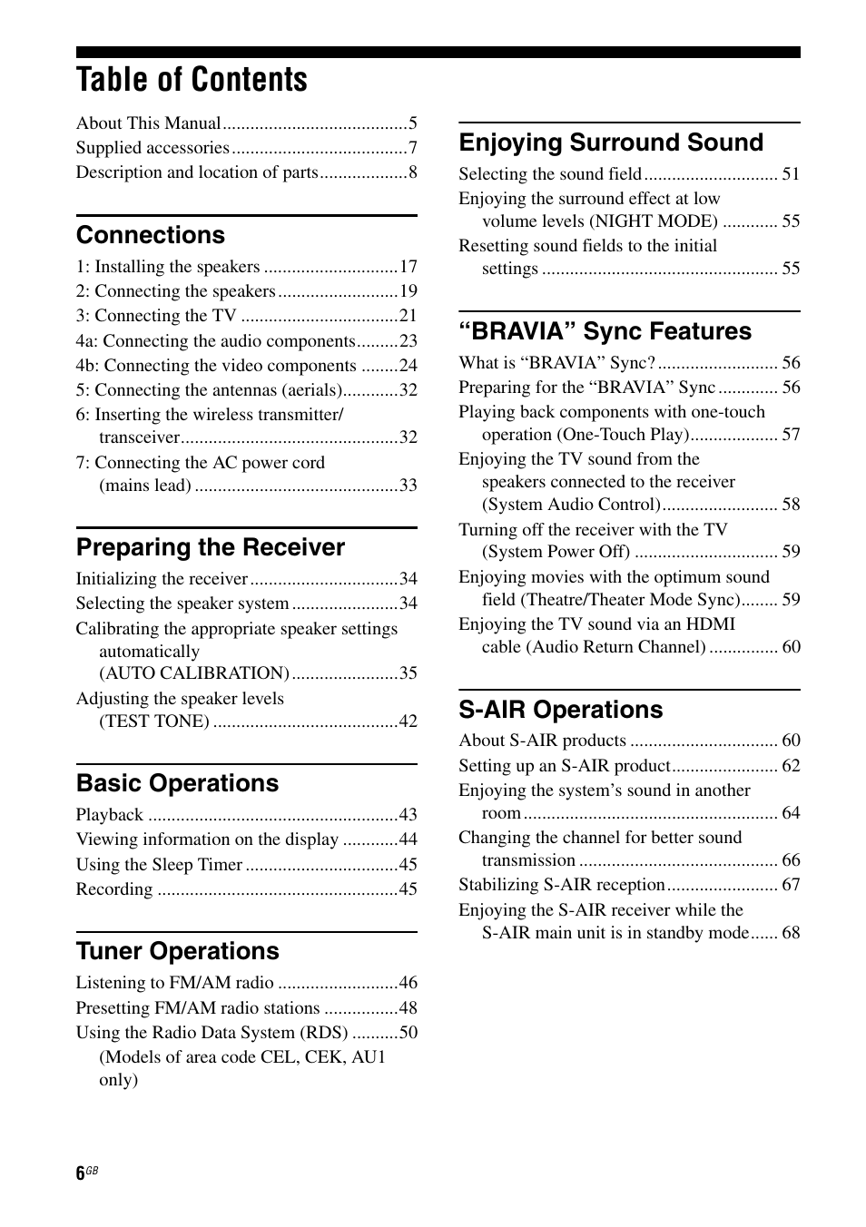 Sony STR-DH810 User Manual | Page 6 / 104