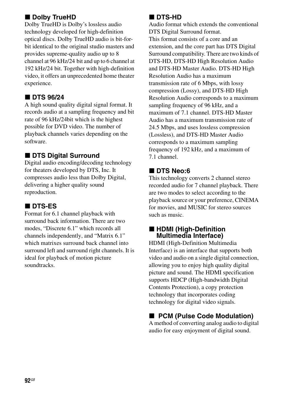 Sony STR-DH810 User Manual | Page 92 / 104
