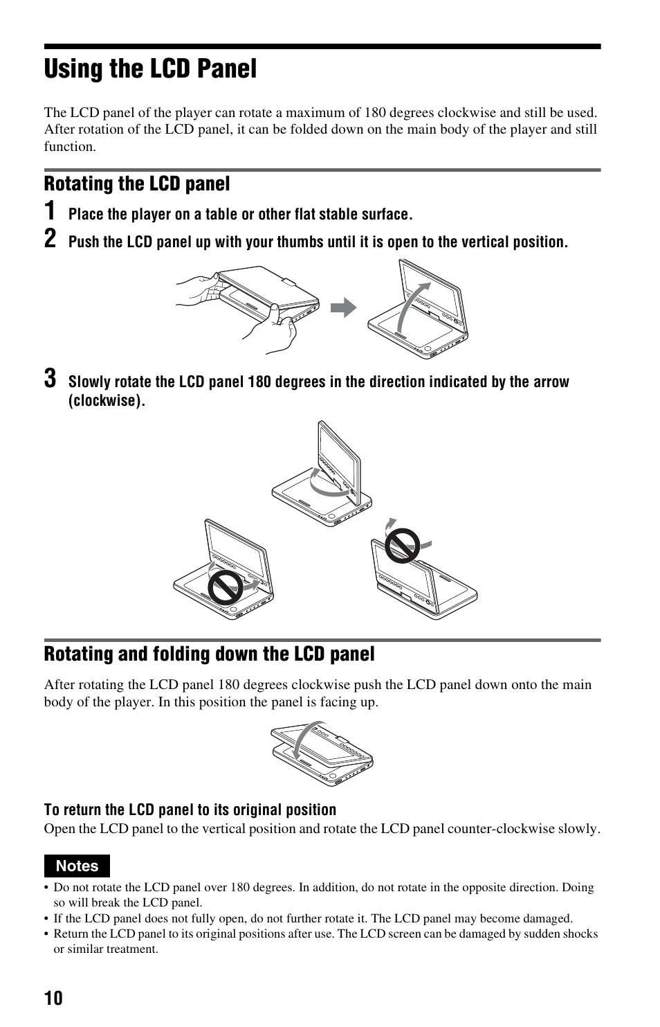Using the lcd panel | Sony DVP-FX875 User Manual | Page 10 / 52