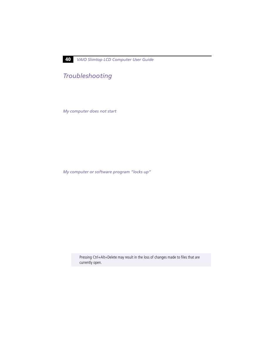 Troubleshooting | Sony PCV-L620 User Manual | Page 44 / 52