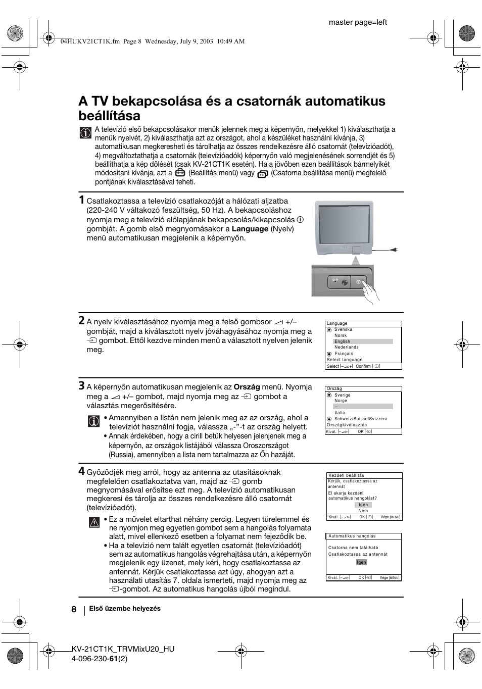 Master page=left | Sony KV-21CT1K User Manual | Page 62 / 128