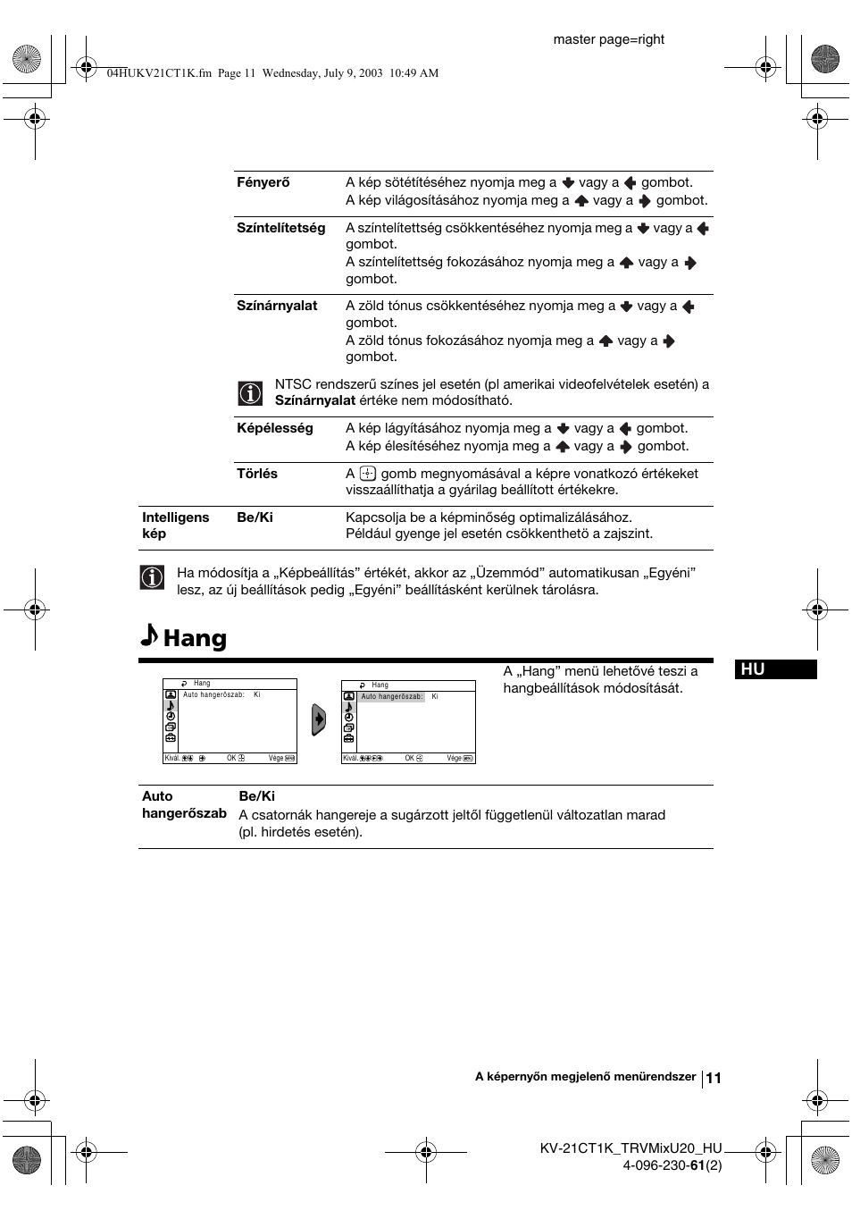 Hang | Sony KV-21CT1K User Manual | Page 65 / 128