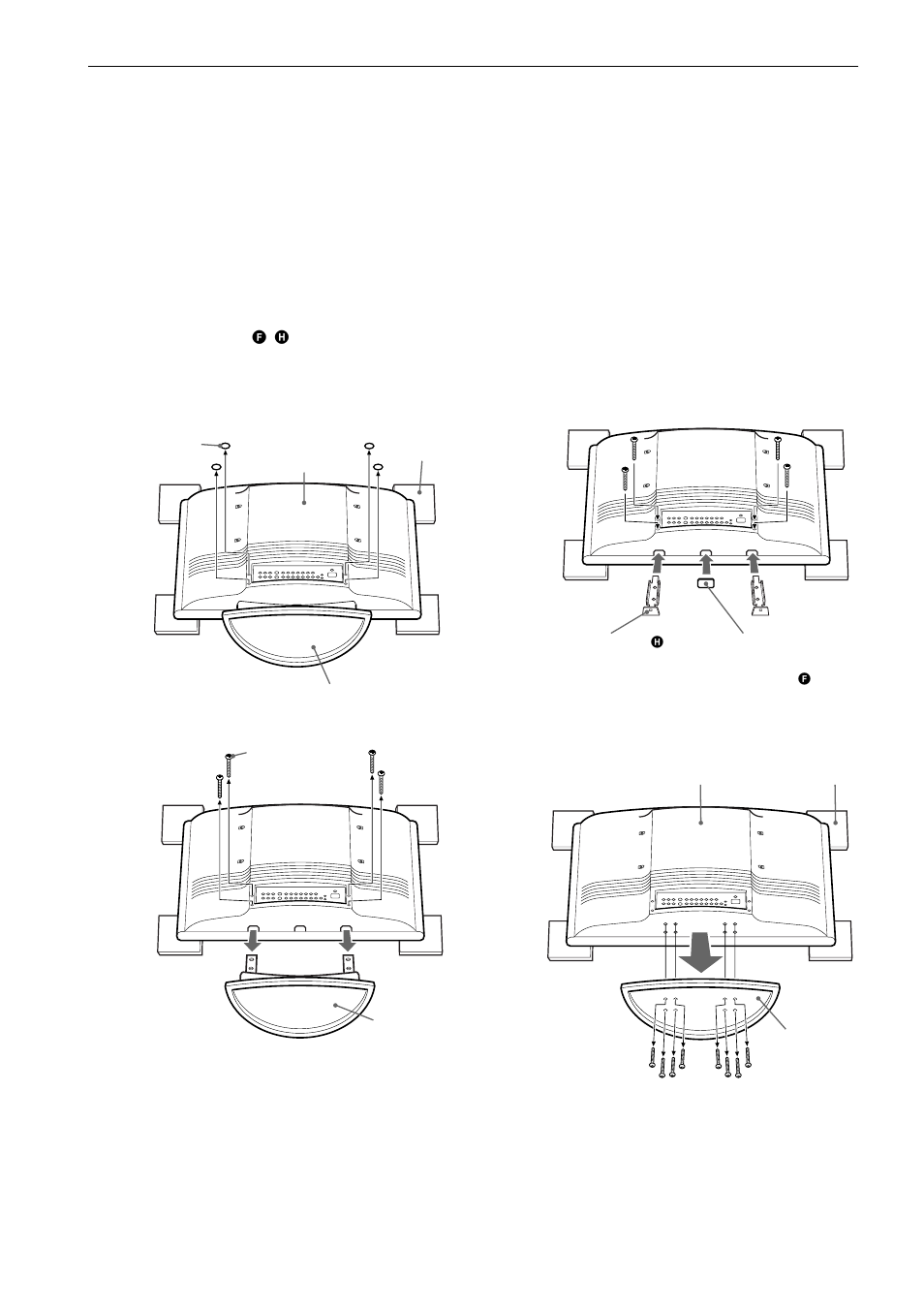 Punto 2: rimozione dei supporti dal televisore, 4punto 2: rimozione dei supporti dal televisore | Sony SU-WTS1 User Manual | Page 36 / 68