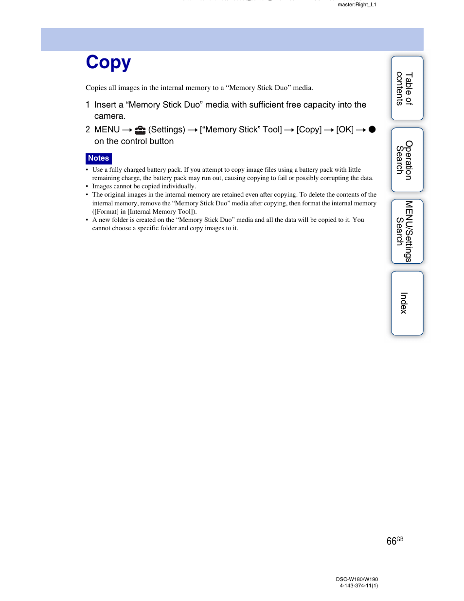 Copy | Sony Cyber-shot 4-143-374-11(1) User Manual | Page 66 / 104