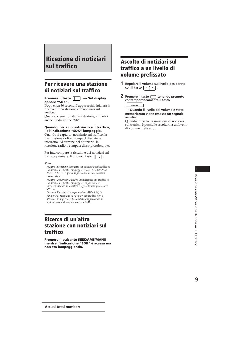 Ricezione di notiziari sul traffico | Sony CDX-3002 User Manual | Page 52 / 60