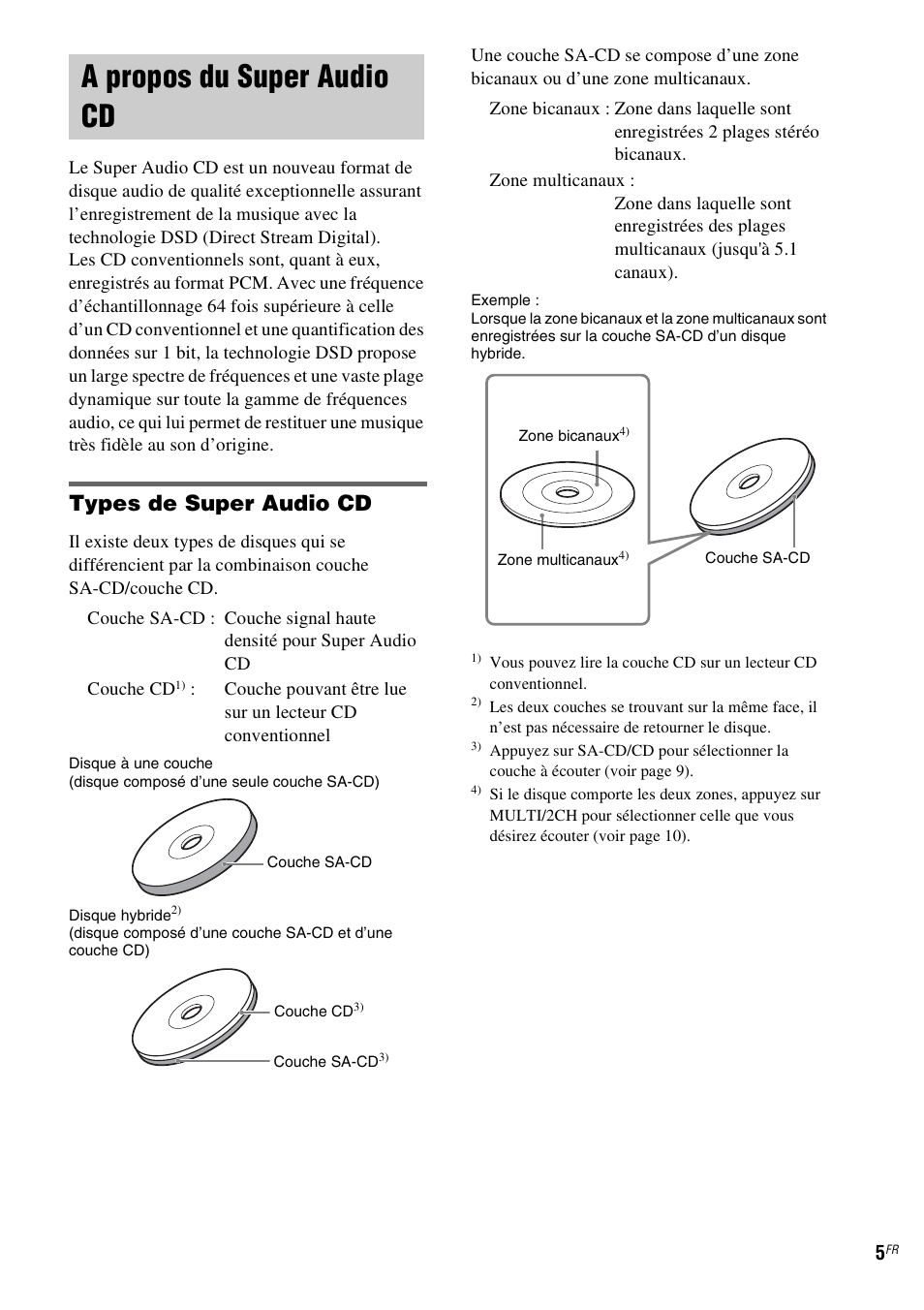 A propos du super audio cd, Types de super audio cd | Sony SCD-XE597 User Manual | Page 29 / 96