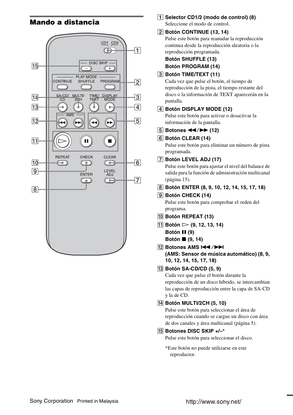 Mando a distancia | Sony SCD-XE597 User Manual | Page 96 / 96