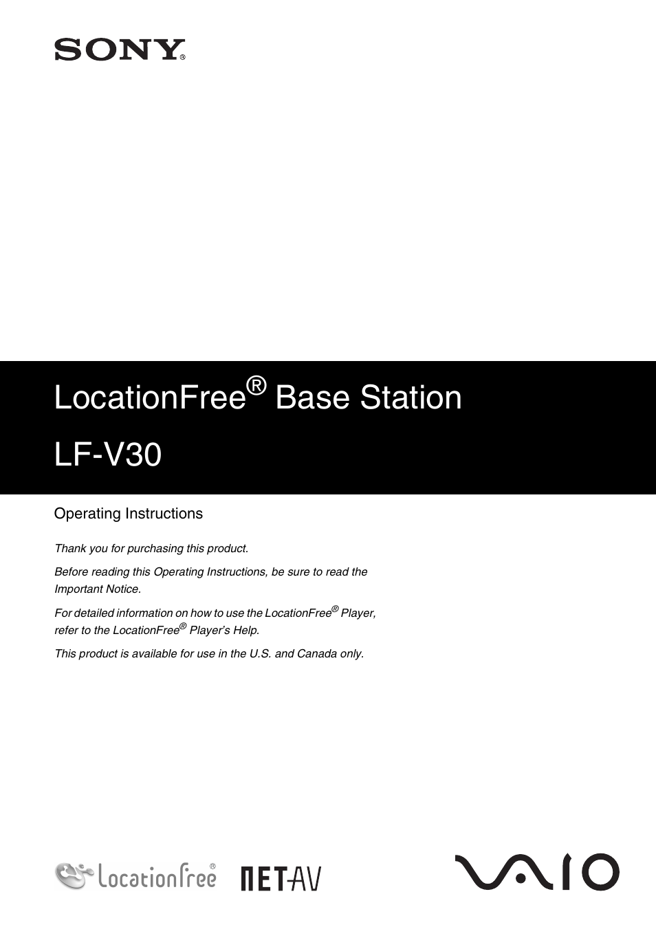 Sony LF-V30 User Manual | 42 pages