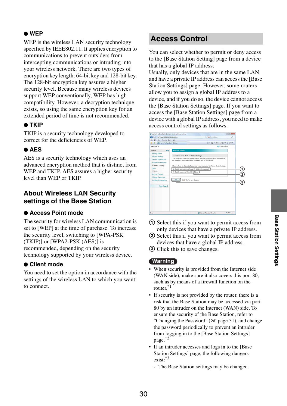 Access control | Sony LF-V30 User Manual | Page 30 / 42