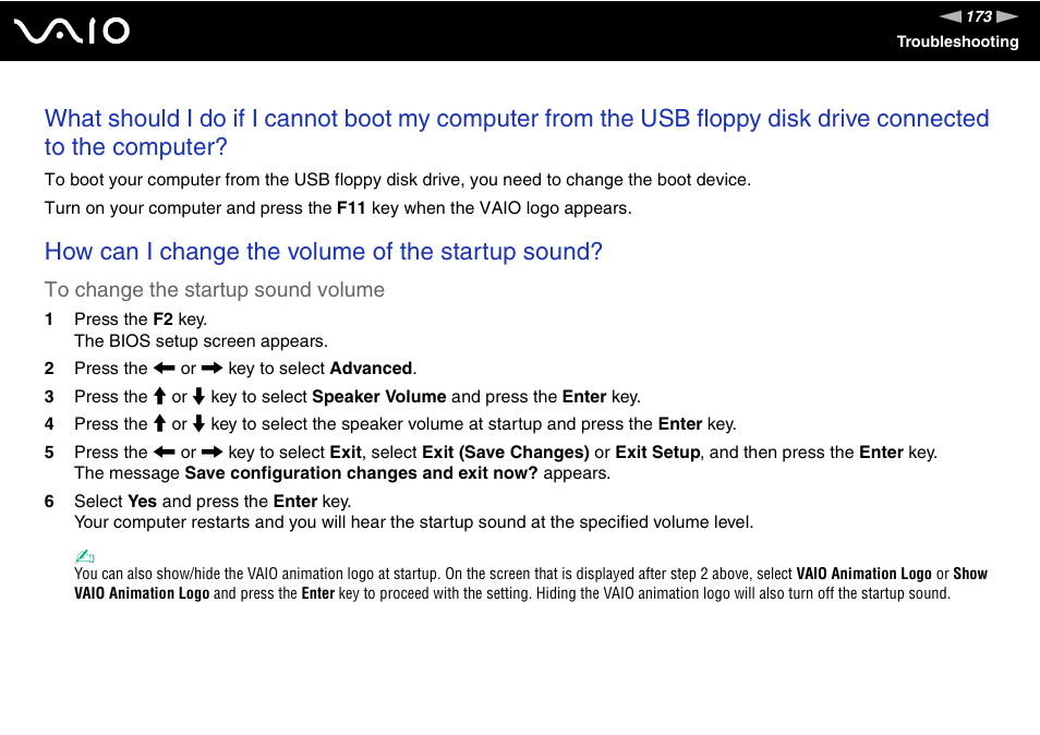 How can i change the volume of the startup sound | Sony VGN-SZ200 User Manual | Page 173 / 224