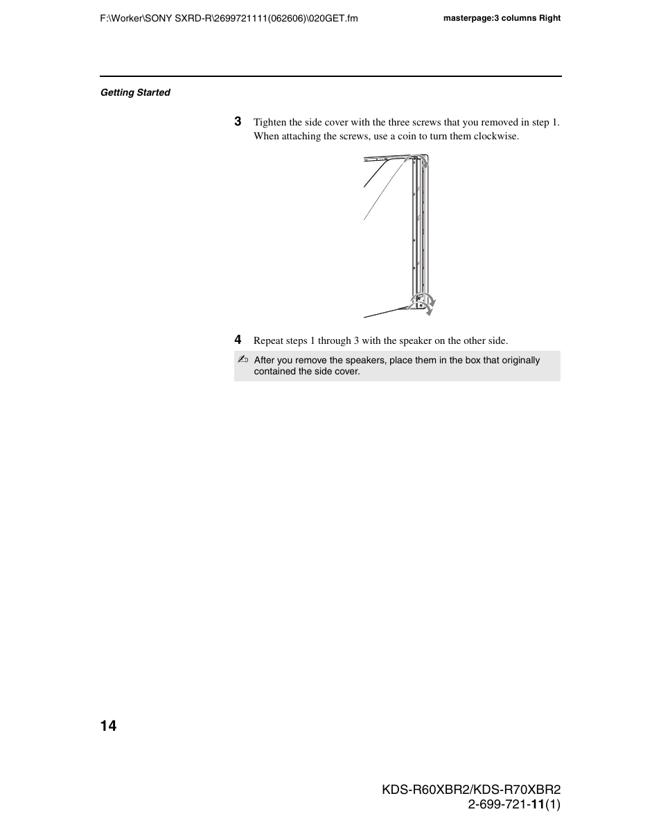 Sony GRAND WEGA KDS-R70XBR2 User Manual | Page 14 / 83