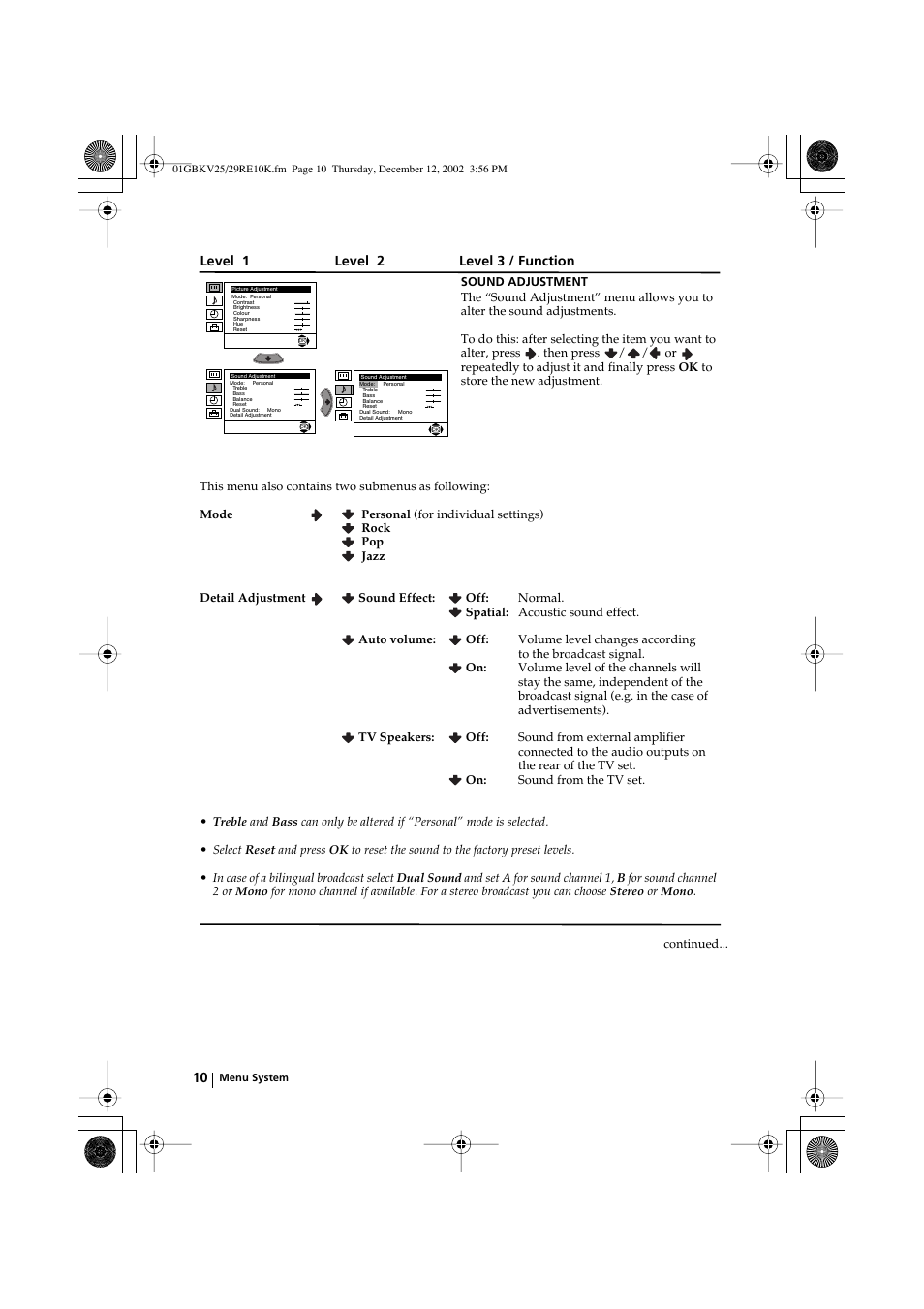 Sony KV-25RE10K User Manual | Page 10 / 142