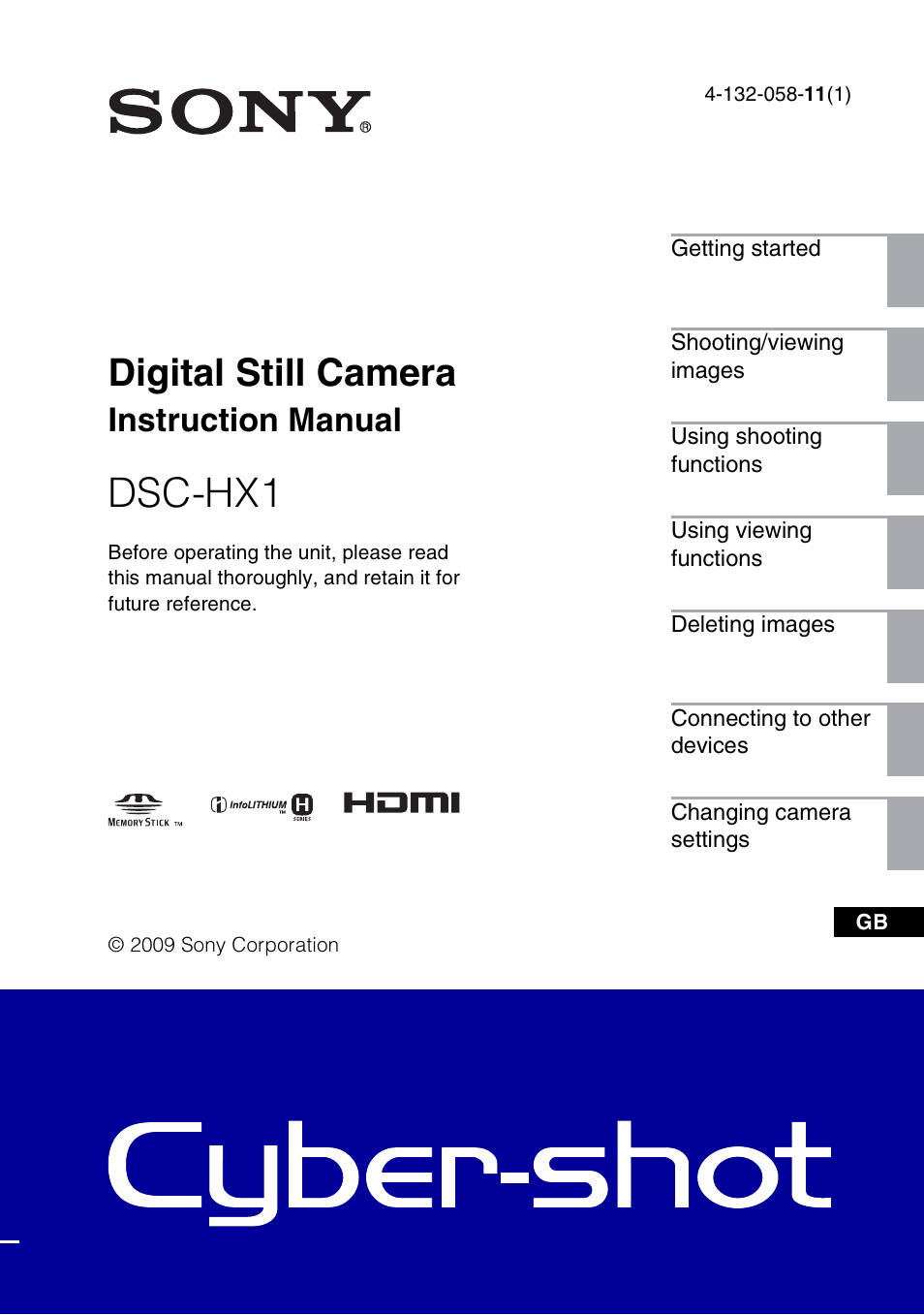 Sony Cyber-shot DSC-HX1 User Manual | 76 pages