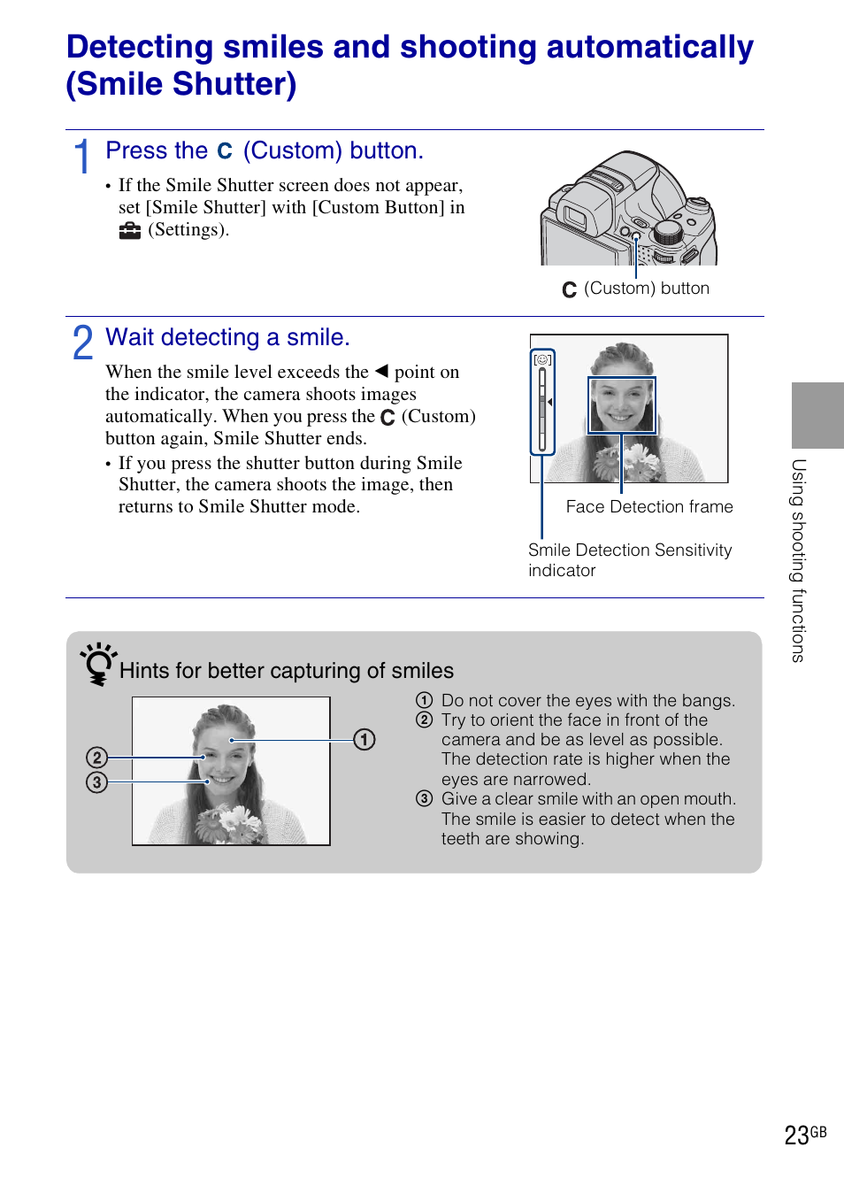 Sony Cyber-shot DSC-HX1 User Manual | Page 23 / 76